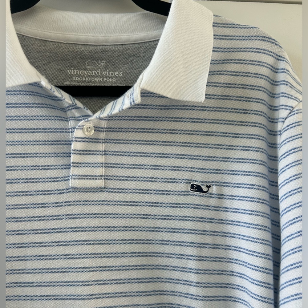 Vineyard Vines Stripe Edgartown Pique Polo Size Large - Picture 2 of 5